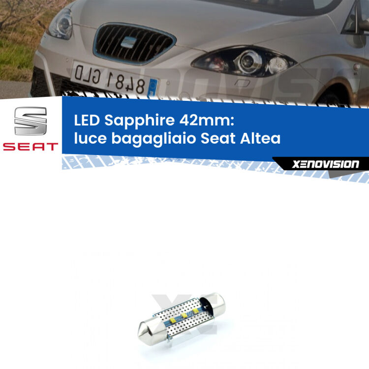 <strong>LED luce bagagliaio 42mm per Seat Altea</strong>  2004 - 2010. Lampade <strong>c5W</strong> modello Sapphire Xenovision con chip led Philips.