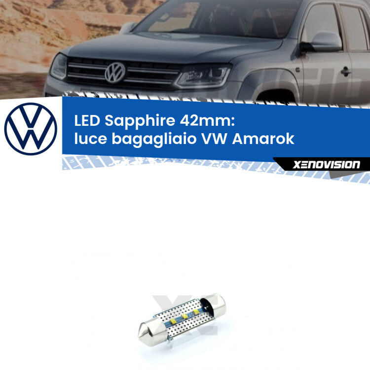 <strong>LED luce bagagliaio 42mm per VW Amarok</strong>  2010 - 2016. Lampade <strong>c5W</strong> modello Sapphire Xenovision con chip led Philips.