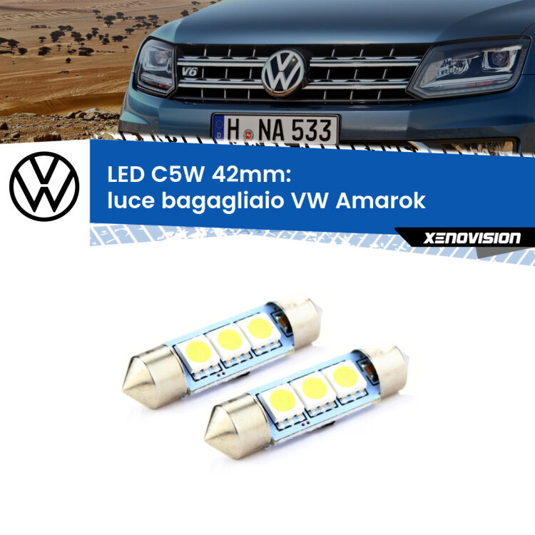 0 Luce Bagagliaio LED c5w 41mm VW Amarok  2010 - 2016 (Coppia) <strong>Luce Bagagliaio LED per VW Amarok</strong>  2010 - 2016. Coppia lampade <strong>C5W</strong> 41mm estremamente longeve.