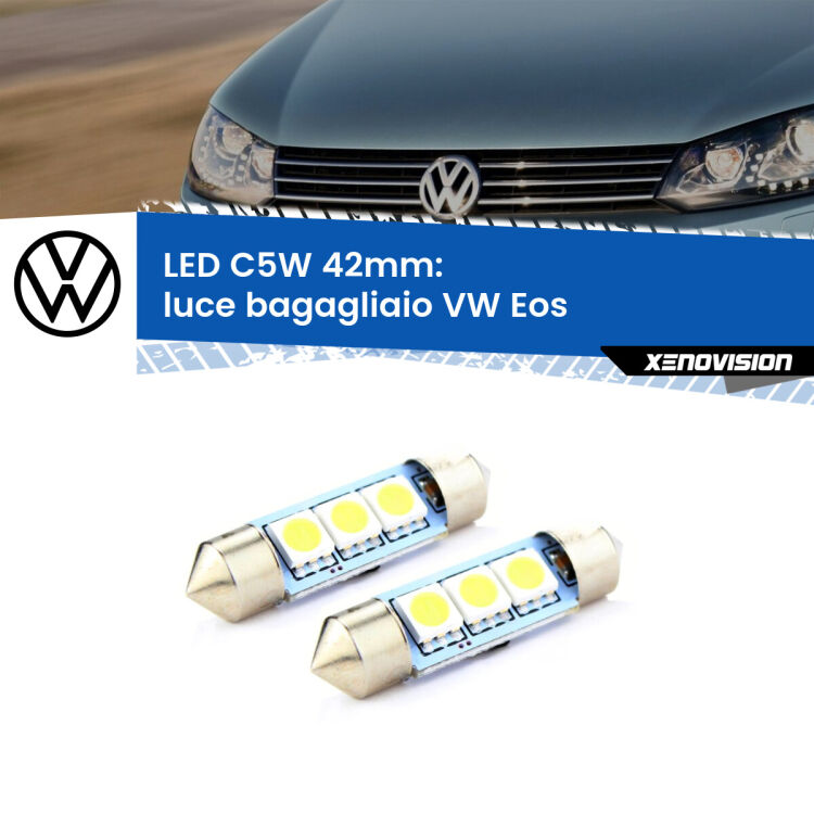 0 Luce Bagagliaio LED c5w 41mm VW Eos  2006 - 2015 (Coppia) <strong>Luce Bagagliaio LED per VW Eos</strong>  2006 - 2015. Coppia lampade <strong>C5W</strong> 41mm estremamente longeve.