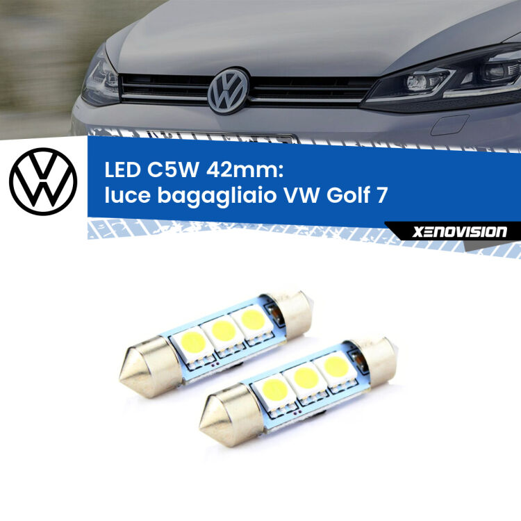 0 Luce Bagagliaio LED c5w 41mm VW Golf 7  2012 - 2019 (Coppia) <strong>Luce Bagagliaio LED per VW Golf 7</strong>  2012 - 2019. Coppia lampade <strong>C5W</strong> 41mm estremamente longeve.