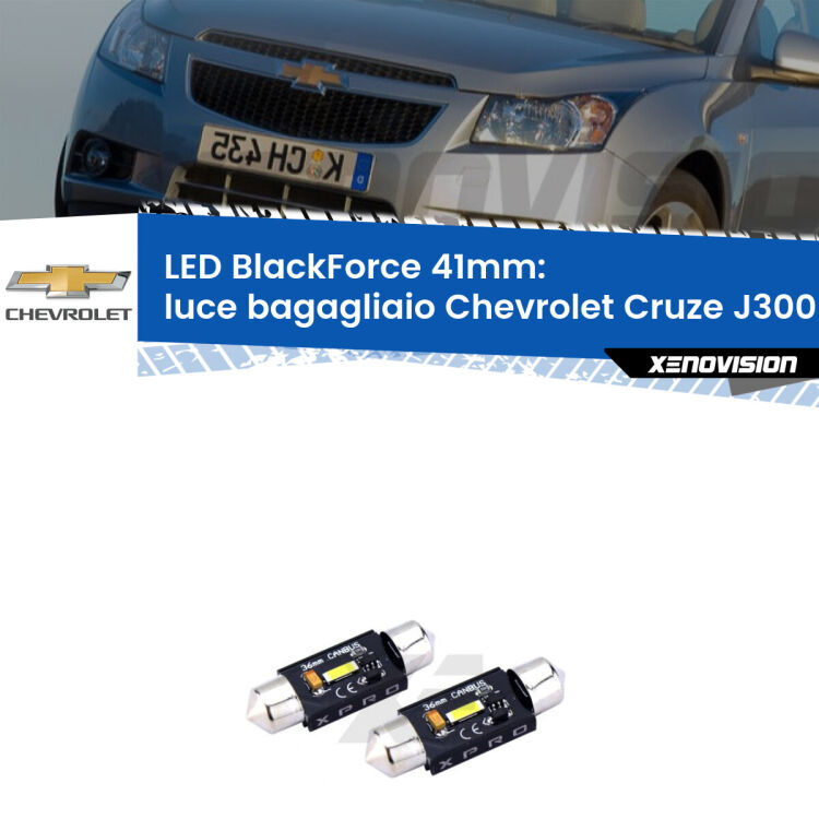 <strong>LED luce bagagliaio 41mm per Chevrolet Cruze</strong> J300 2009 - 2019. Coppia lampadine <strong>C5W</strong>modello BlackForce Xenovision.