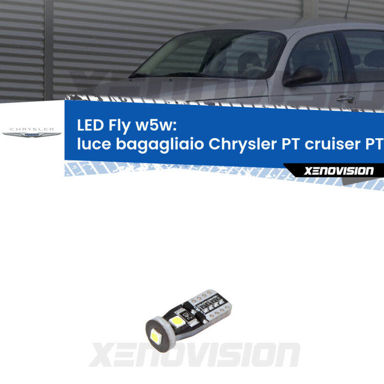 <strong>luce bagagliaio LED per Chrysler PT cruiser</strong> PT 2000 - 2010. Coppia lampadine <strong>w5w</strong> Canbus compatte modello Fly Xenovision.
