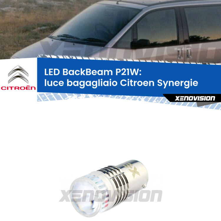 <strong>Luce Bagagliaio LED per Citroen Synergie</strong>  1994 - 2002. Lampada <strong>P21W</strong> canbus. Illumina a giorno con questo straordinario cannone LED a luminosità estrema.