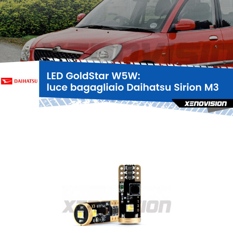 <strong>Luce Bagagliaio LED Daihatsu Sirion</strong> M3 2005 - 2008: ottima luminosità a 360 gradi. Si inseriscono ovunque. Canbus, Top Quality.