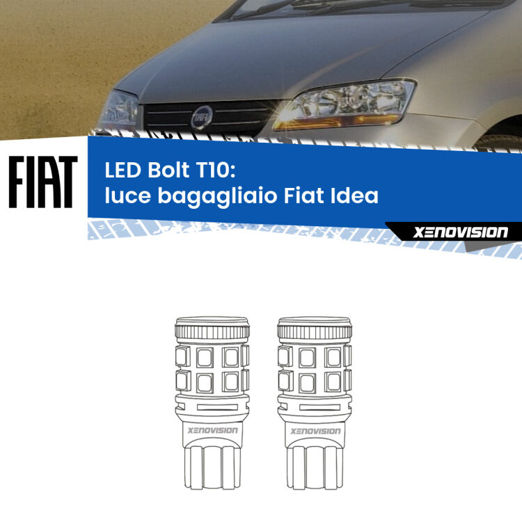 0 Luce Bagagliaio LED Fiat Idea  2003 - 2015: T10 Bolt <strong>Luce Bagagliaio LED per Fiat Idea</strong>  2003 - 2015. Coppia lampade <strong>T10</strong> modello Bolt canbus.