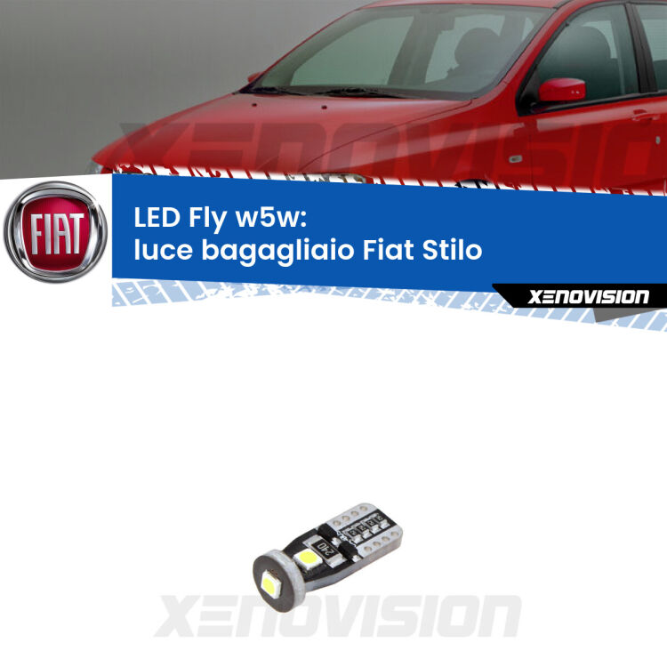 <strong>luce bagagliaio LED per Fiat Stilo</strong>  2001 - 2006. Coppia lampadine <strong>w5w</strong> Canbus compatte modello Fly Xenovision.
