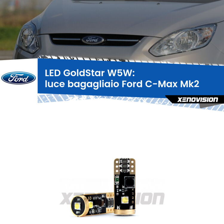 <strong>Luce Bagagliaio LED Ford C-Max</strong> Mk2 2011 - 2019: ottima luminosità a 360 gradi. Si inseriscono ovunque. Canbus, Top Quality.