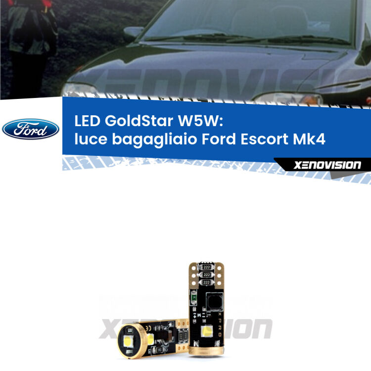 <strong>Luce Bagagliaio LED Ford Escort</strong> Mk4 1990 - 2000: ottima luminosità a 360 gradi. Si inseriscono ovunque. Canbus, Top Quality.