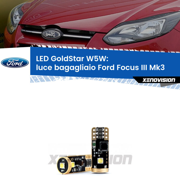 <strong>Luce Bagagliaio LED Ford Focus III</strong> Mk3 2011 - 2014: ottima luminosità a 360 gradi. Si inseriscono ovunque. Canbus, Top Quality.