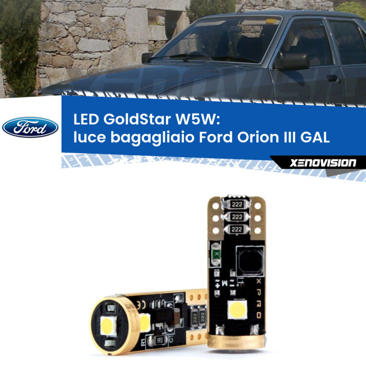 0 Luce Bagagliaio LED Ford Orion III GAL 1990 - 1993: T10 GoldStar <strong>Luce Bagagliaio LED Ford Orion III</strong> GAL 1990 - 1993: ottima luminosità a 360 gradi. Si inseriscono ovunque. Canbus, Top Quality.