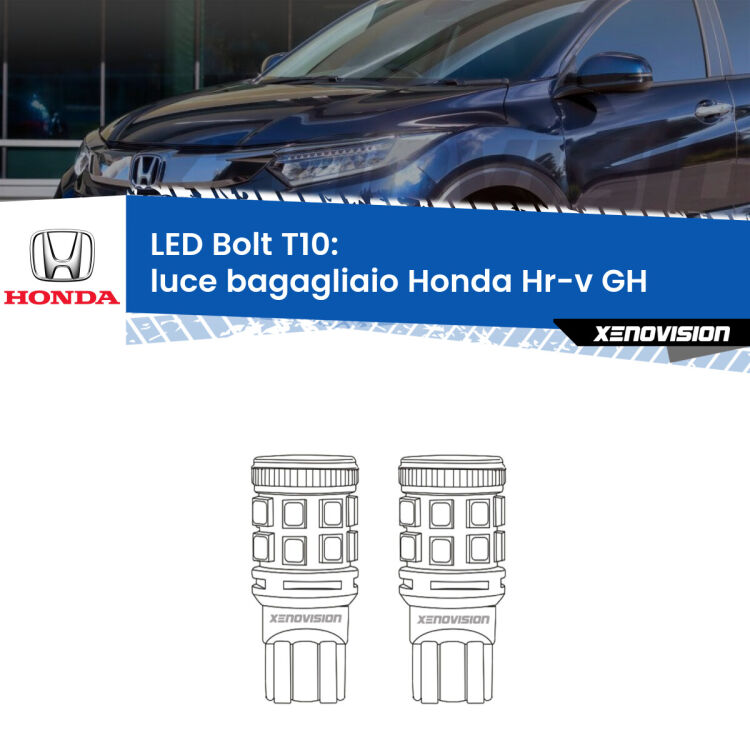 0 Luce Bagagliaio LED Honda Hr-v GH 1998 - 2012: T10 Bolt <strong>Luce Bagagliaio LED per Honda Hr-v</strong> GH 1998 - 2012. Coppia lampade <strong>T10</strong> modello Bolt canbus.