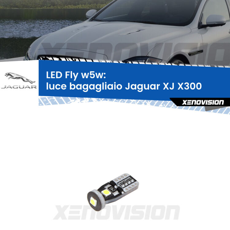 <strong>luce bagagliaio LED per Jaguar XJ</strong> X300 1994 - 1997. Coppia lampadine <strong>w5w</strong> Canbus compatte modello Fly Xenovision.