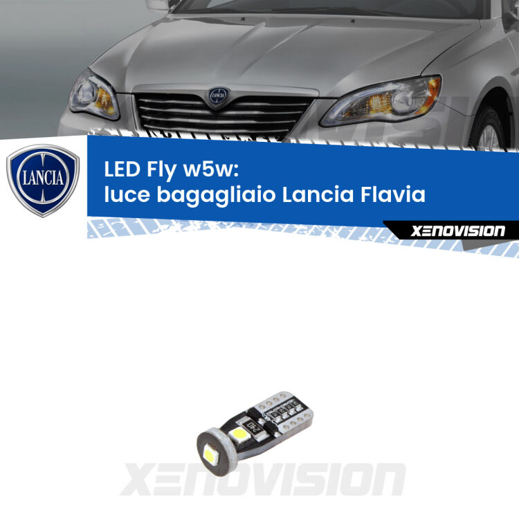 <strong>luce bagagliaio LED per Lancia Flavia</strong>  2012 - 2014. Coppia lampadine <strong>w5w</strong> Canbus compatte modello Fly Xenovision.