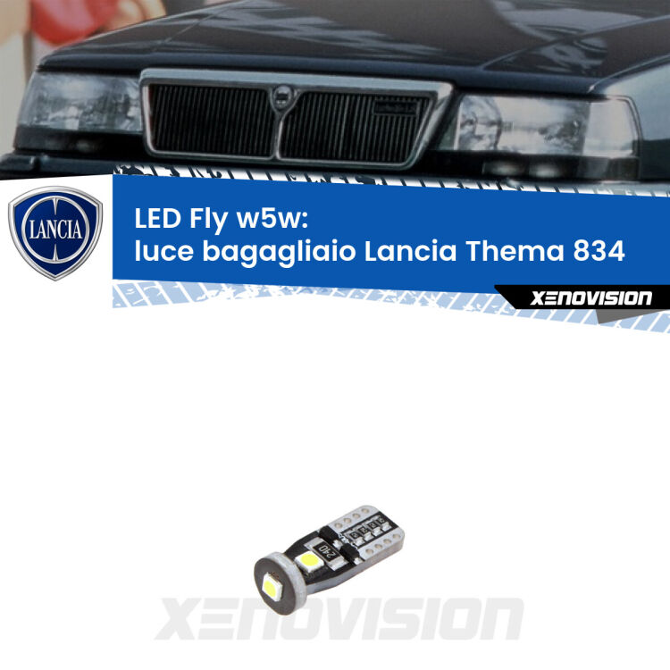 <strong>luce bagagliaio LED per Lancia Thema</strong> 834 1984 - 1994. Coppia lampadine <strong>w5w</strong> Canbus compatte modello Fly Xenovision.