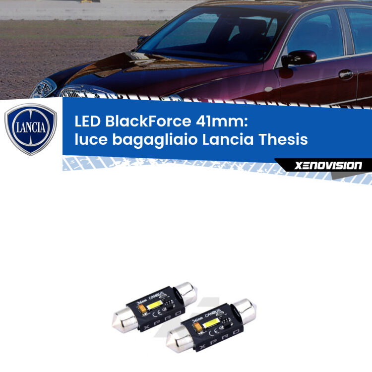 <strong>LED luce bagagliaio 41mm per Lancia Thesis</strong>  2002 - 2009. Coppia lampadine <strong>C5W</strong>modello BlackForce Xenovision.