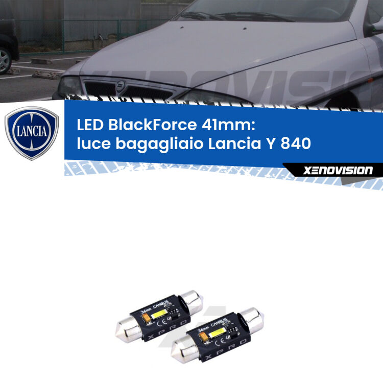 <strong>LED luce bagagliaio 41mm per Lancia Y</strong> 840 1995 - 2003. Coppia lampadine <strong>C5W</strong>modello BlackForce Xenovision.