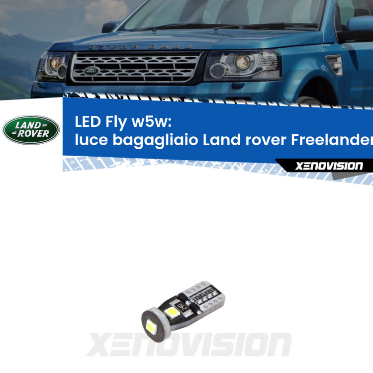 <strong>luce bagagliaio LED per Land rover Freelander 2</strong> L359 2006 - 2014. Coppia lampadine <strong>w5w</strong> Canbus compatte modello Fly Xenovision.