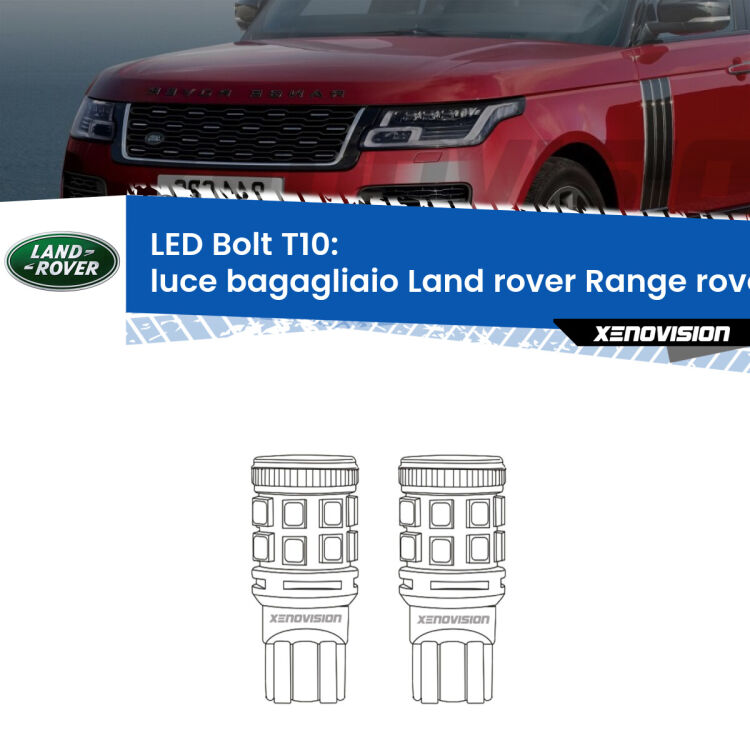 0 Luce Bagagliaio LED Land rover Range rover III L322 2002 - 2012: T10 Bolt <strong>Luce Bagagliaio LED per Land rover Range rover III</strong> L322 2002 - 2012. Coppia lampade <strong>T10</strong> modello Bolt canbus.
