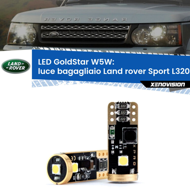 0 Luce Bagagliaio LED Land rover Sport L320 2005 - 2013: T10 GoldStar <strong>Luce Bagagliaio LED Land rover Sport</strong> L320 2005 - 2013: ottima luminosità a 360 gradi. Si inseriscono ovunque. Canbus, Top Quality.