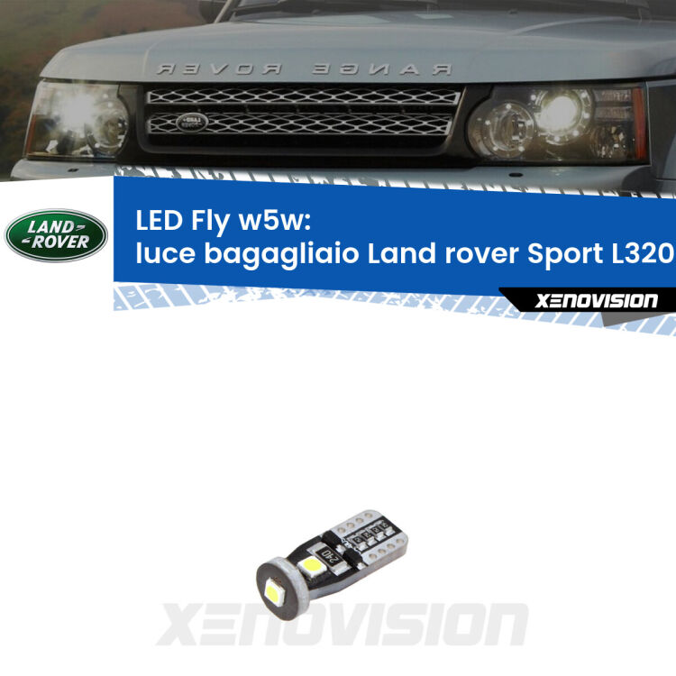 <strong>luce bagagliaio LED per Land rover Sport</strong> L320 2005 - 2013. Coppia lampadine <strong>w5w</strong> Canbus compatte modello Fly Xenovision.