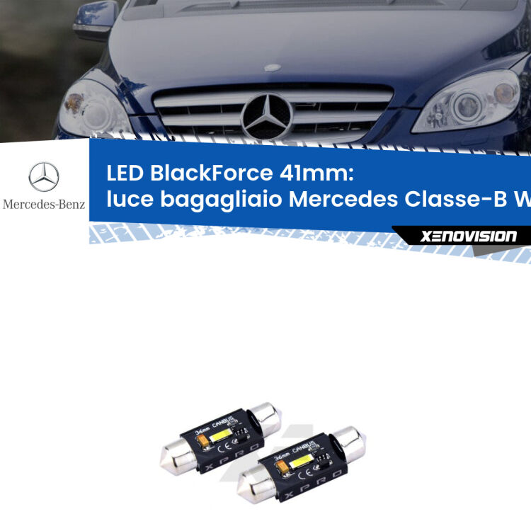 <strong>LED luce bagagliaio 41mm per Mercedes Classe-B</strong> W245 2005 - 2011. Coppia lampadine <strong>C5W</strong>modello BlackForce Xenovision.