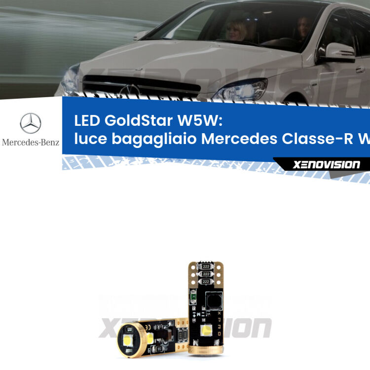 <strong>Luce Bagagliaio LED Mercedes Classe-R</strong> W251, V251 2006 - 2014: ottima luminosità a 360 gradi. Si inseriscono ovunque. Canbus, Top Quality.