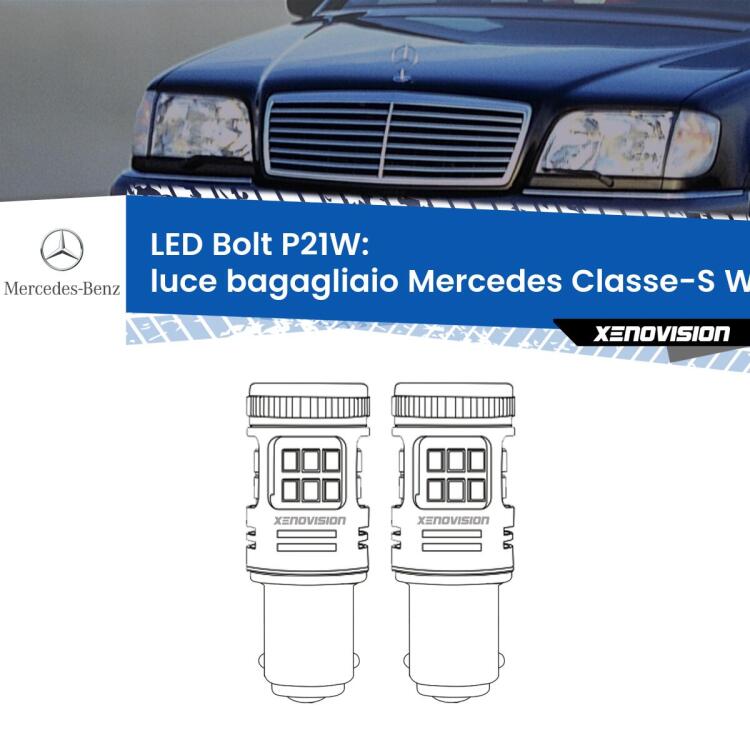 <strong>Luce Bagagliaio LED per Mercedes Classe-S</strong> W140 1991 - 1994. Coppia lampade <strong>P21W</strong> modello Bolt canbus.