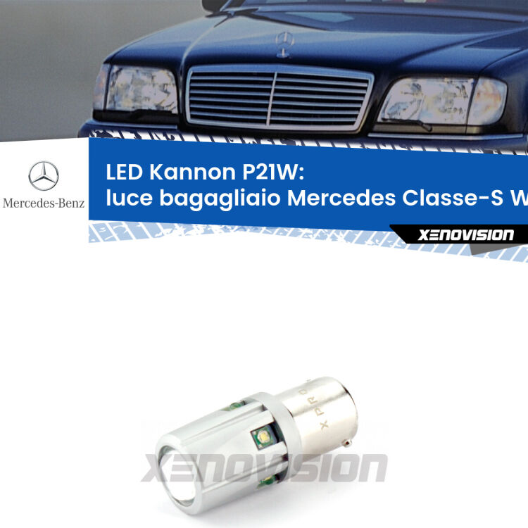 <strong>LED per Luce Bagagliaio Mercedes Classe-S W140 1991 - 1994.</strong>Lampadina P21W con una poderosa illuminazione frontale rafforzata da 5 potenti chip laterali.