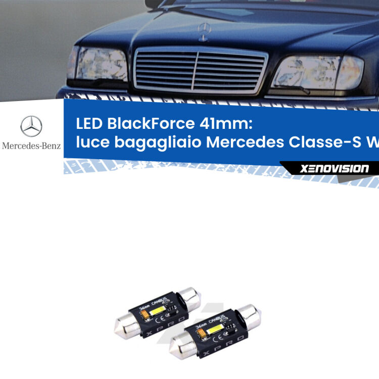 <strong>LED luce bagagliaio 41mm per Mercedes Classe-S</strong> W140 1995 - 1998. Coppia lampadine <strong>C5W</strong>modello BlackForce Xenovision.