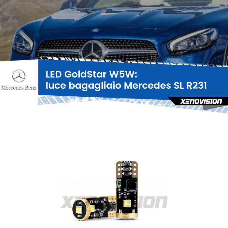 <strong>Luce Bagagliaio LED Mercedes SL</strong> R231 2012 in poi: ottima luminosità a 360 gradi. Si inseriscono ovunque. Canbus, Top Quality.