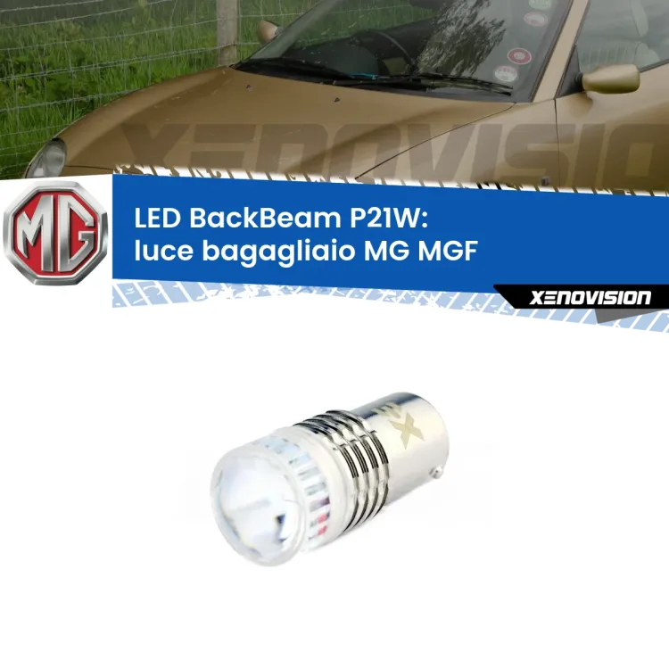 0 Luce Bagagliaio LED MG MGF  1995 - 2002: P21W BackBeam <strong>Luce Bagagliaio LED per MG MGF</strong>  1995 - 2002. Lampada <strong>P21W</strong> canbus. Illumina a giorno con questo straordinario cannone LED a luminosità estrema.