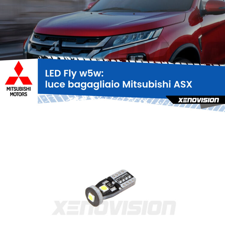 <strong>luce bagagliaio LED per Mitsubishi ASX</strong>  2010 - 2015. Coppia lampadine <strong>w5w</strong> Canbus compatte modello Fly Xenovision.