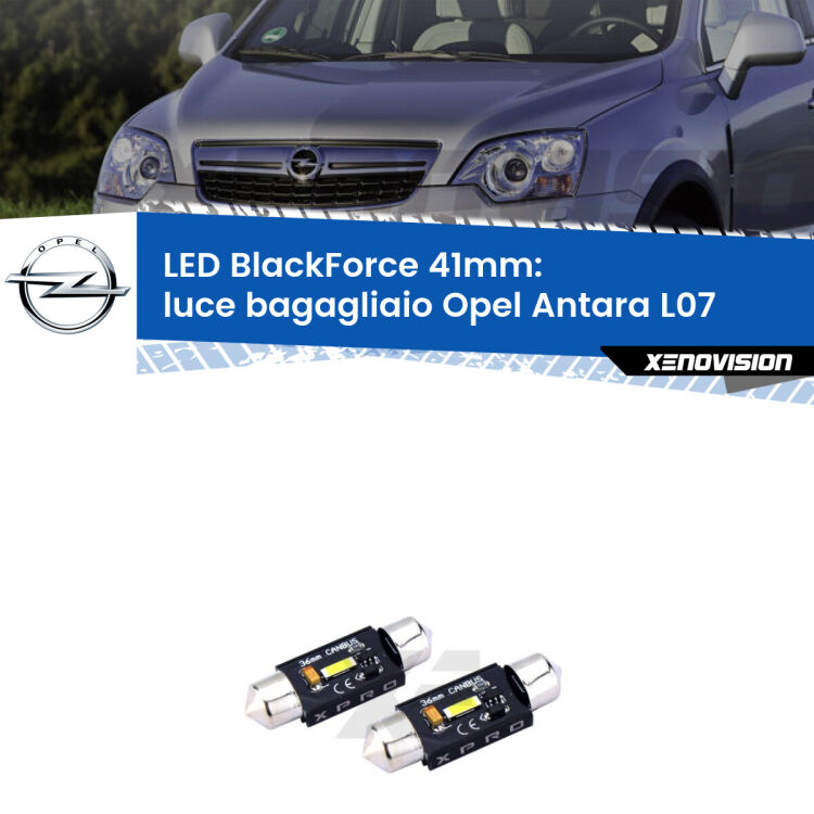 <strong>LED luce bagagliaio 41mm per Opel Antara</strong> L07 2006 - 2015. Coppia lampadine <strong>C5W</strong>modello BlackForce Xenovision.