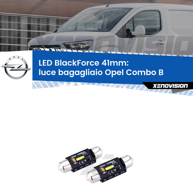 <strong>LED luce bagagliaio 41mm per Opel Combo B</strong>  1994 - 2001. Coppia lampadine <strong>C5W</strong>modello BlackForce Xenovision.