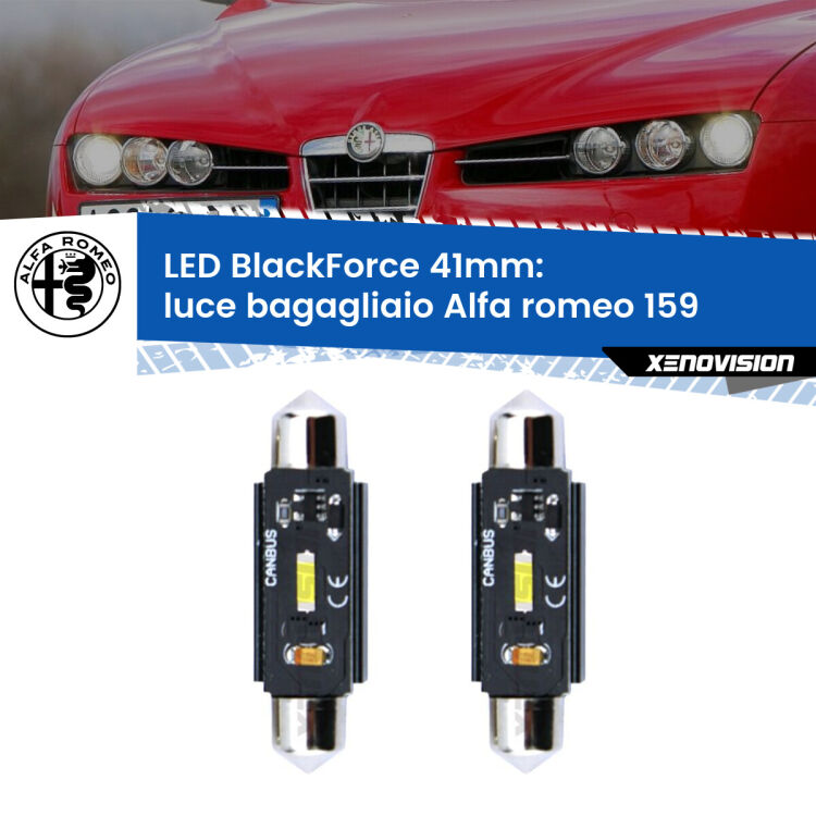 0 Luce Bagagliaio LED per Alfa romeo 159  2005 - 2012: C5W BlackForce 41mm (Coppia) <strong>Luce Bagagliaio LED per Alfa romeo 159</strong>  2005 - 2012. Coppia lampade <strong>C5W</strong> 41mm modello BlackForce canbus.