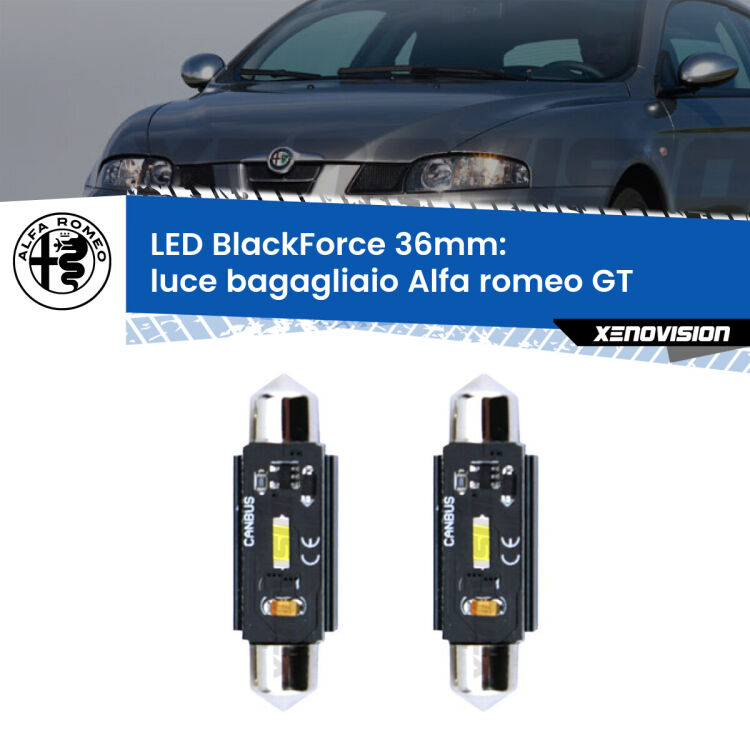 0 Luce Bagagliaio LED per Alfa romeo GT  2003 - 2010: C5W BlackForce 36mm (Coppia) <strong>Luce Bagagliaio LED per Alfa romeo GT</strong>  2003 - 2010. Coppia lampade <strong>C5W</strong> 36mm modello BlackForce canbus.