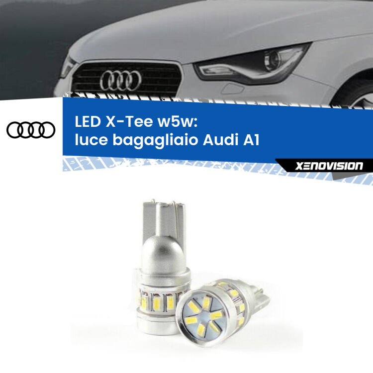 0 Luce Bagagliaio LED per Audi A1  2010 - 2018: W5W X-Tee <strong>LED luce bagagliaio per Audi A1</strong>  2010 - 2018. Lampade <strong>W5W</strong> modello X-Tee Xenovision top di gamma.