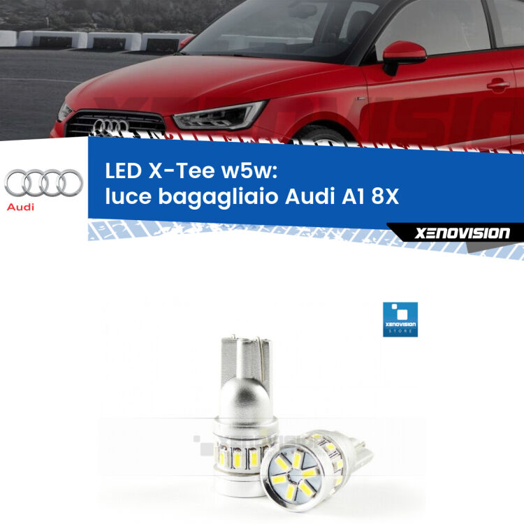 <strong>LED luce bagagliaio per Audi A1</strong> 8X 2010 - 2018. Lampade <strong>W5W</strong> modello X-Tee Xenovision top di gamma.