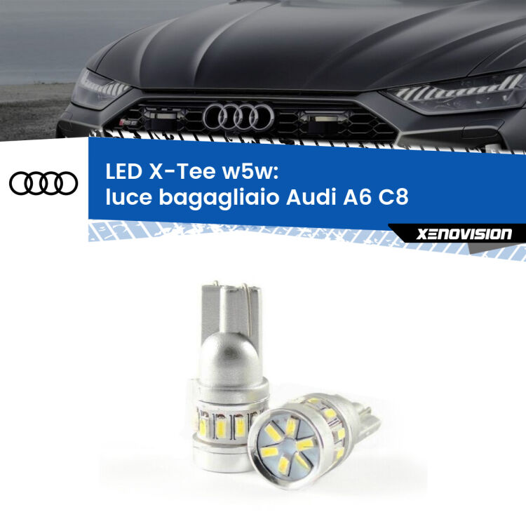 0 Luce Bagagliaio LED per Audi A6 C8 2018 in poi: W5W X-Tee <strong>LED luce bagagliaio per Audi A6</strong> C8 2018 in poi. Lampade <strong>W5W</strong> modello X-Tee Xenovision top di gamma.