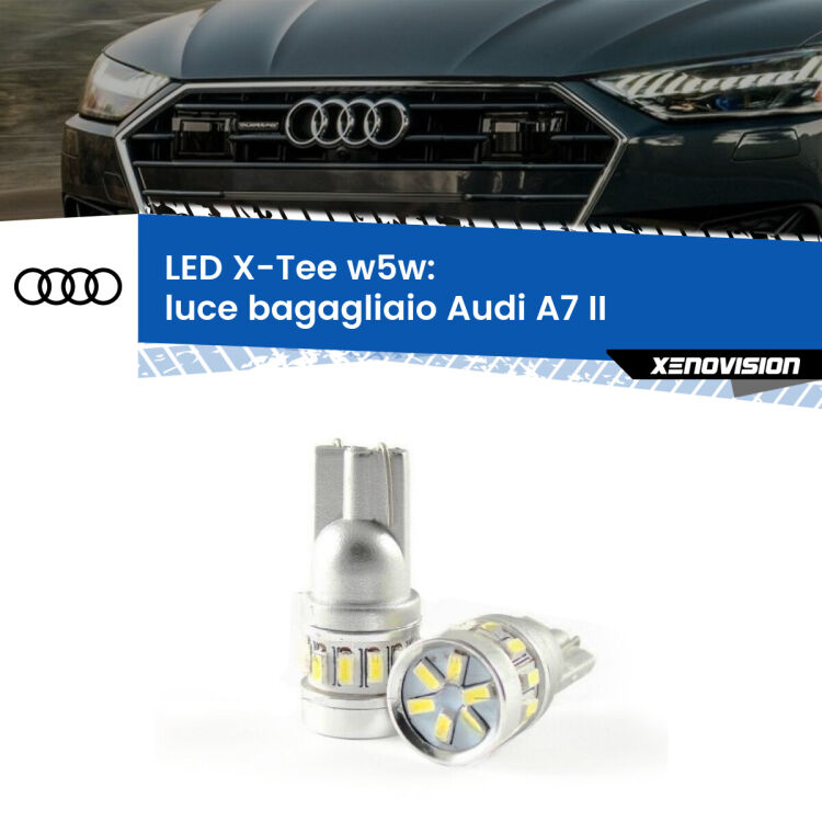 0 Luce Bagagliaio LED per Audi A7 II 2019 in poi: W5W X-Tee <strong>LED luce bagagliaio per Audi A7</strong> II 2019 in poi. Lampade <strong>W5W</strong> modello X-Tee Xenovision top di gamma.