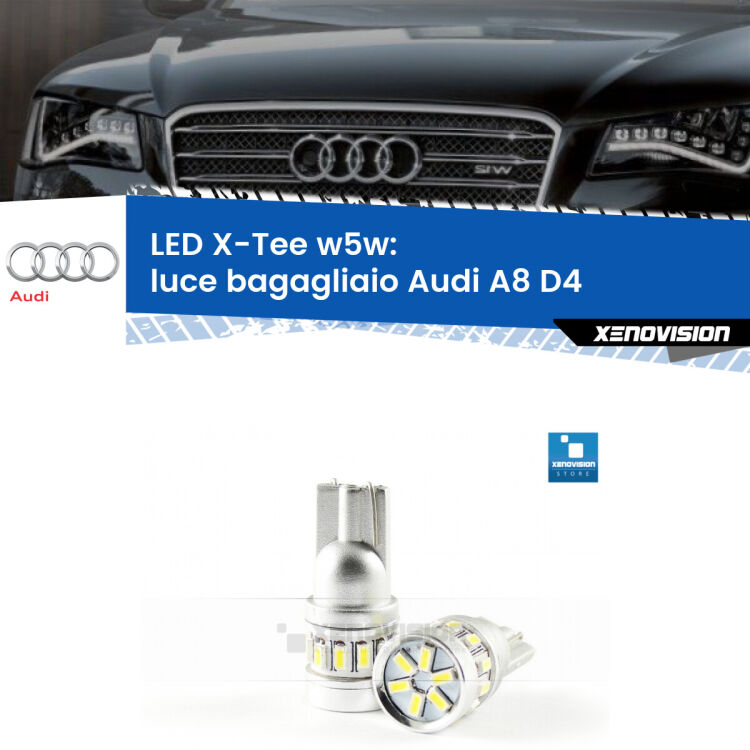 <strong>LED luce bagagliaio per Audi A8</strong> D4 2009 - 2018. Lampade <strong>W5W</strong> modello X-Tee Xenovision top di gamma.