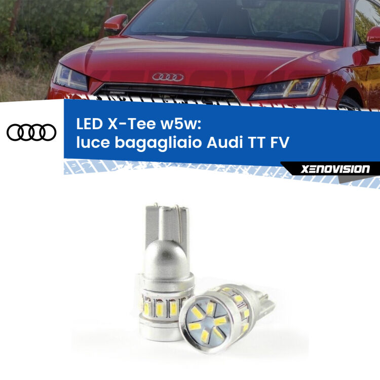 0 Luce Bagagliaio LED per Audi TT FV 2014 - 2018: W5W X-Tee <strong>LED luce bagagliaio per Audi TT</strong> FV 2014 - 2018. Lampade <strong>W5W</strong> modello X-Tee Xenovision top di gamma.