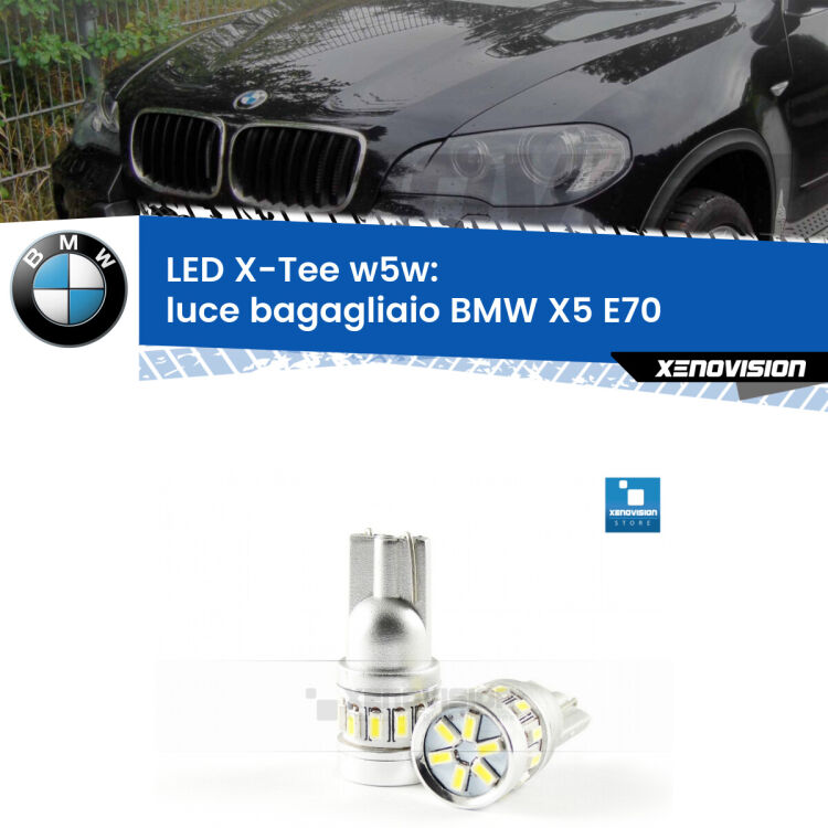 <strong>LED luce bagagliaio per BMW X5</strong> E70 2006 - 2013. Lampade <strong>W5W</strong> modello X-Tee Xenovision top di gamma.