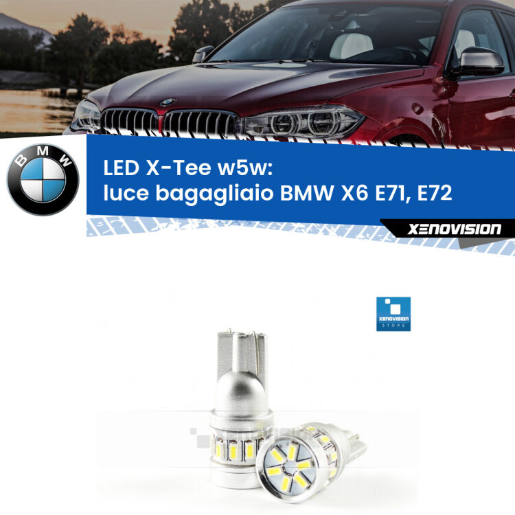 <strong>LED luce bagagliaio per BMW X6</strong> E71, E72 2008 - 2014. Lampade <strong>W5W</strong> modello X-Tee Xenovision top di gamma.