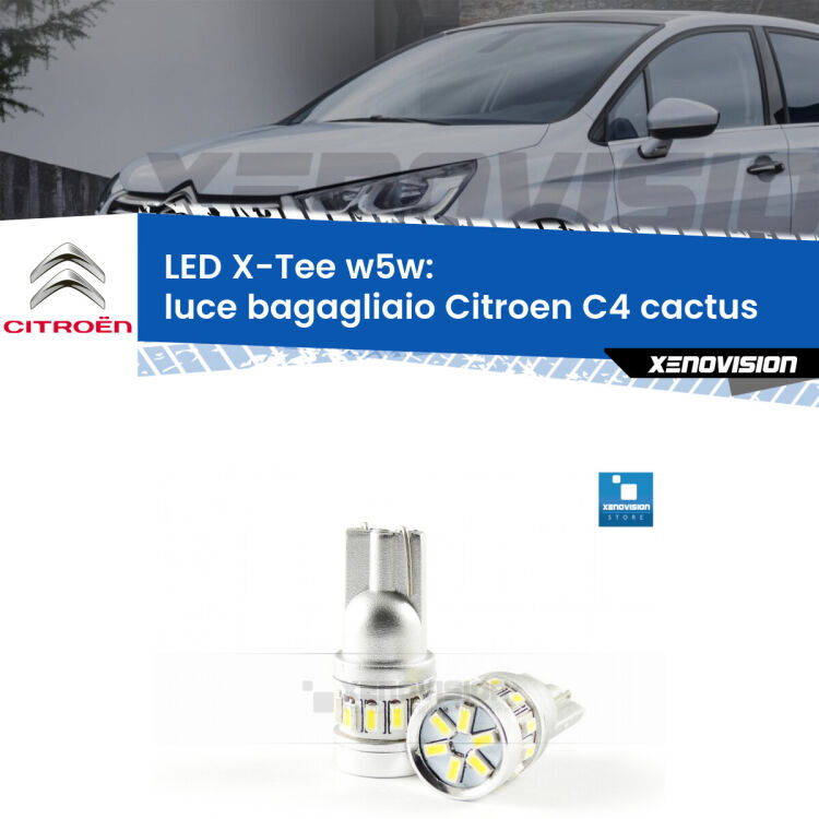 <strong>LED luce bagagliaio per Citroen C4 cactus</strong>  2014 in poi. Lampade <strong>W5W</strong> modello X-Tee Xenovision top di gamma.
