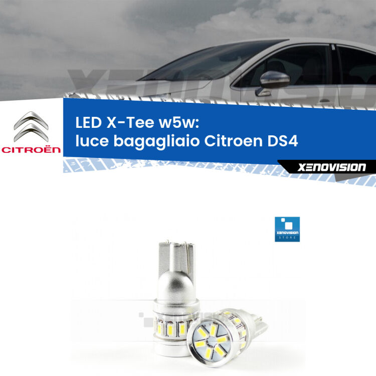 <strong>LED luce bagagliaio per Citroen DS4</strong>  2011 - 2015. Lampade <strong>W5W</strong> modello X-Tee Xenovision top di gamma.