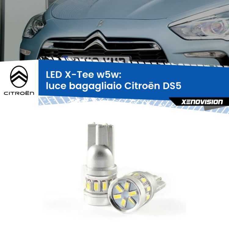 0 Luce Bagagliaio LED per Citroën DS5 2011 - 2015: W5W X-Tee <strong>LED luce bagagliaio per Citroën DS5</strong> 2011 - 2015. Lampade <strong>W5W</strong> modello X-Tee Xenovision top di gamma.