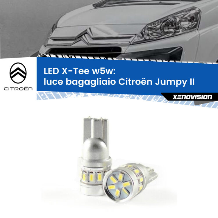 0 Luce Bagagliaio LED per Citroën Jumpy II 2006 - 2015: W5W X-Tee <strong>LED luce bagagliaio per Citroën Jumpy</strong> II 2006 - 2015. Lampade <strong>W5W</strong> modello X-Tee Xenovision top di gamma.