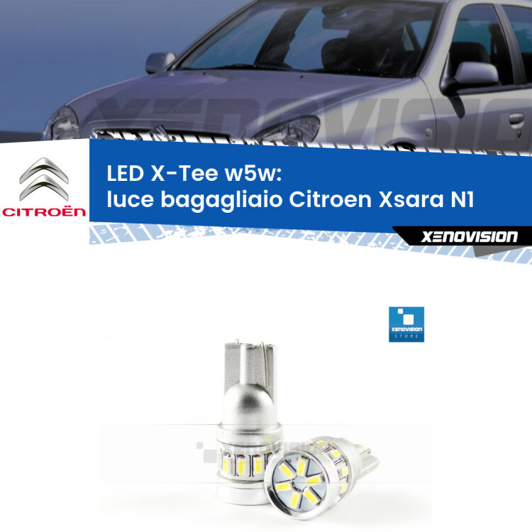 <strong>LED luce bagagliaio per Citroen Xsara</strong> N1 1997 - 2005. Lampade <strong>W5W</strong> modello X-Tee Xenovision top di gamma.